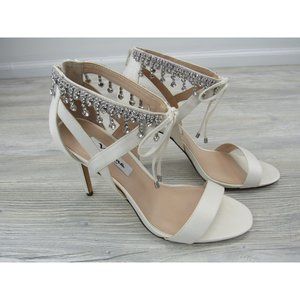 NINA COLLINA FRINGE RHINESTONE HEEL SANDALS